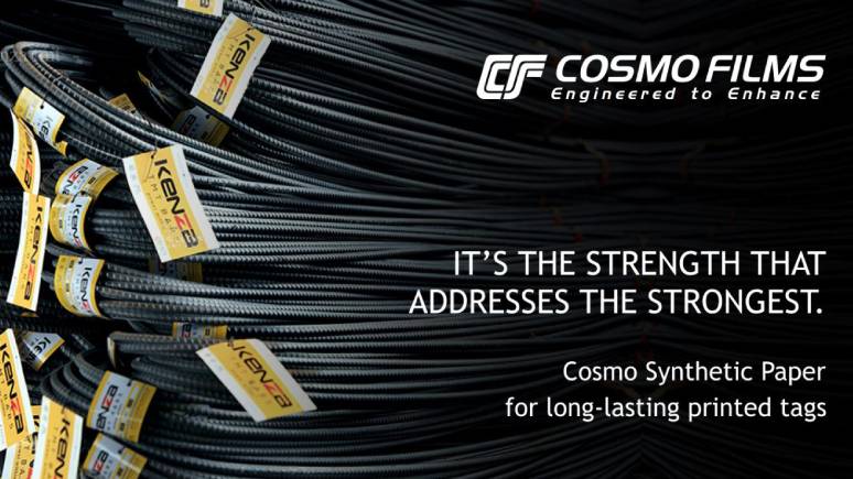 Papel sintético Cosmo para aplicación de etiquetas en barras de acero Tmt